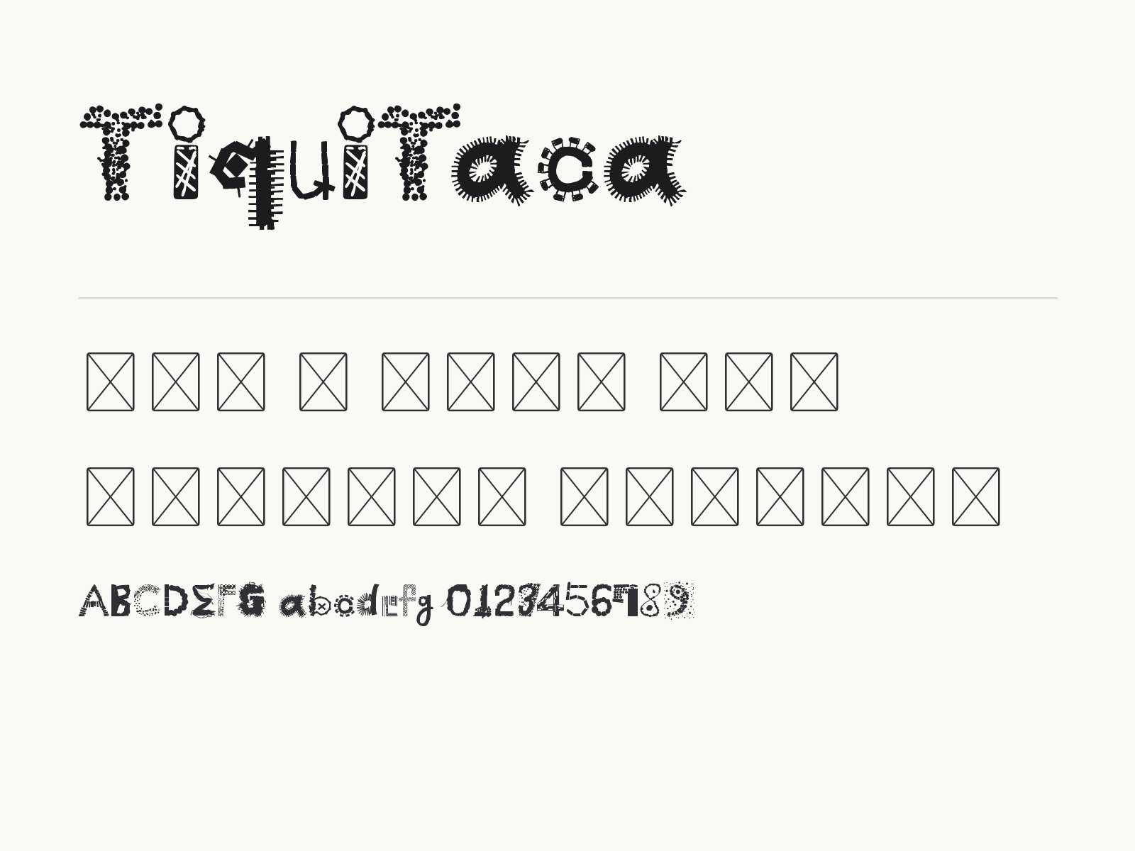 TiquiTaca 무료 폰트 TiquiTaca 전체 (글꼴 파일 1개) 미리보기