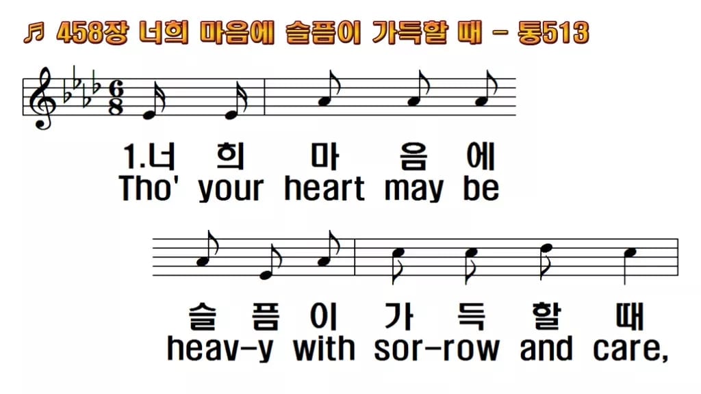 찬송가 458장 PPT 너희 마음에 슬픔이 가득할때 한영 미리보기