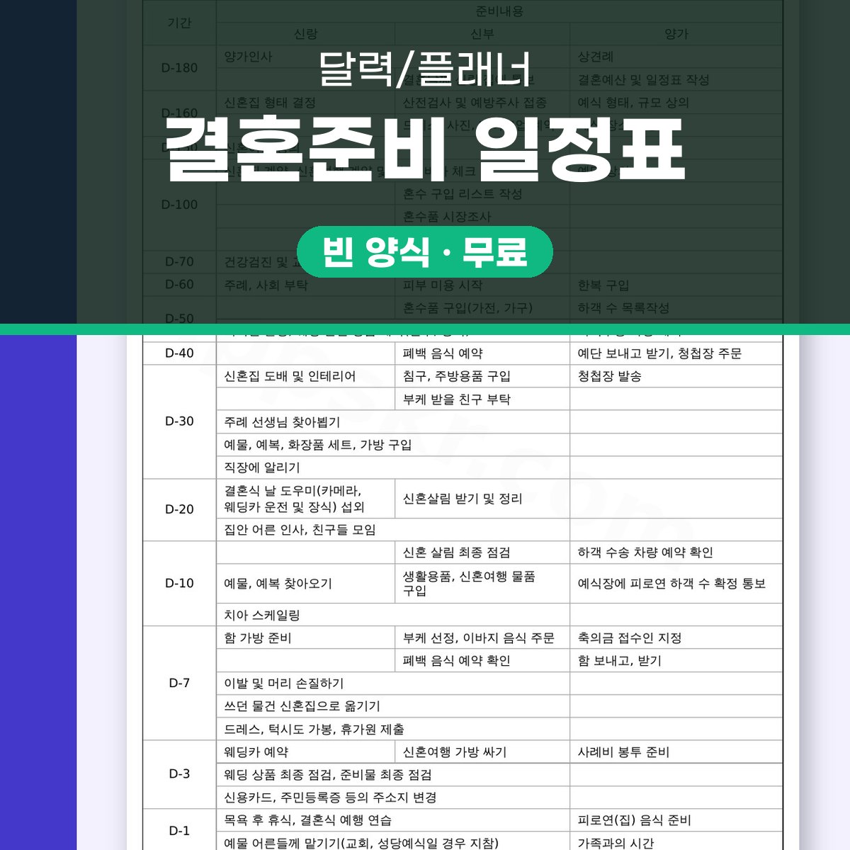 결혼준비 체크리스트 일정표, 휴대폰으로 고치고 바로 인쇄하는 법 대표 이미지